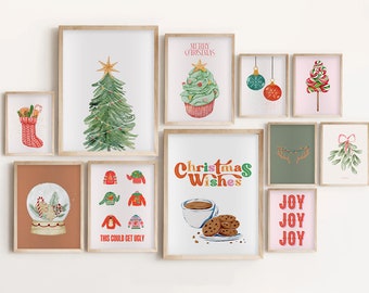 Christmas Printable Wall Art Set, Set of Christmas Prints, Christmas Gallery Wall Sets, Xmas Wall Art, Xmas Digital Art, Festive Home Decor