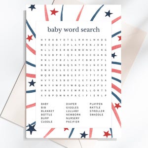 Firecracker Baby Shower Word Search Game: 4th of July Printable (PDF Download)