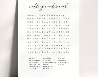 PRINTED Bridal Shower Games: Minimalist Design, Choice of 10 Games- Simple Design, Shipped Ready-to-Play Party Activities, word search