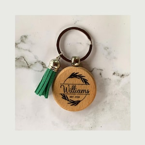 Custom Engraved Wood Keychain: Personalized Wedding & Shower Favors