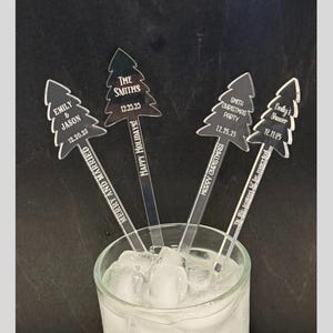 Christmas Drink Stirrers | Personalized Drink Stirrer | Wedding Stir Stick | Winter Party Decor | Holiday Cocktail Swizzle