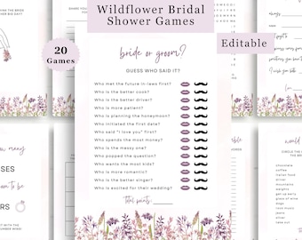 Pakiet gier na wieczór panieński „Wildflower”: do edycji i druku (5x7, pobierz plik PDF),