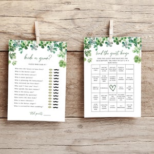 shamrock bridal shower editable games, st patricks day bridal shower games, printable games bundle, green bridal shower games image 6