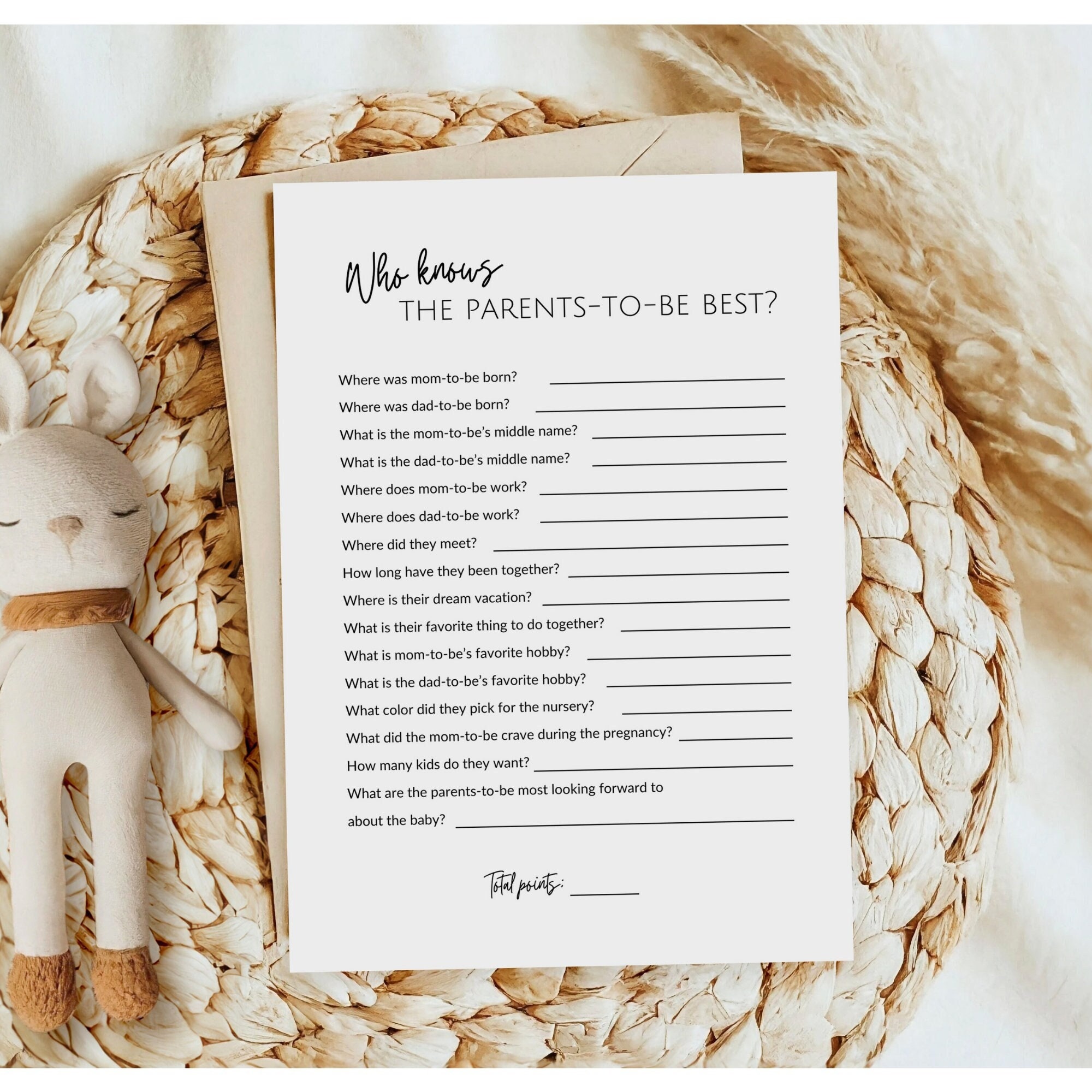 Minimalist Baby Shower Game: Who Knows the Parents (PDF Print 5x7) - Etsy