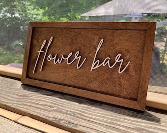 Rustic Flower Bar Wooden Sign – Handcrafted Floral Arrangement Station Decor for Weddings & Events, Flower Bar Sign, Flower wood Sign