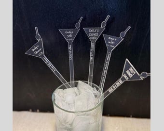 Martini Glass Drink Stirrers | A Tini Bit Older Drink Stirrer | Custom Cocktail Sticks | Birthday Drink Accessories | Martini Party Favors