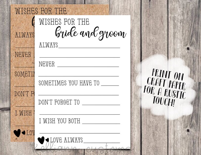 Wishes for the Bride and Groom Advice for the Bride and Groom Etsy