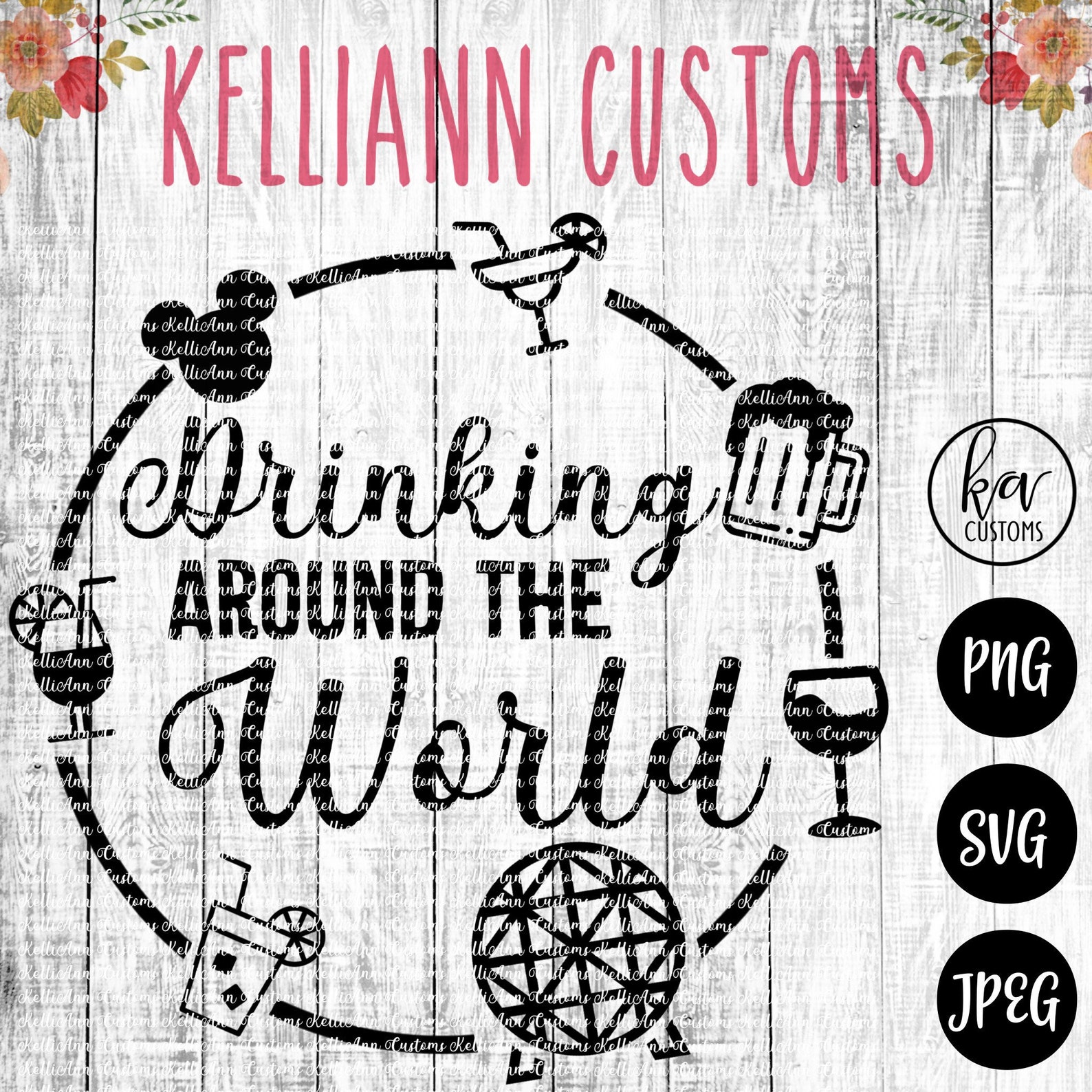 Drinking Around the World Epcot SVG Disney svg Wine Svg image 0.