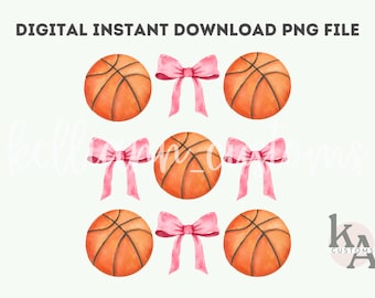 Basketball png, Coquette Bow png, Soft Girl Era png, Pink Bow, Aesthetic Png, Watercolor Girlie Png,  Social Club png, basketball babe png