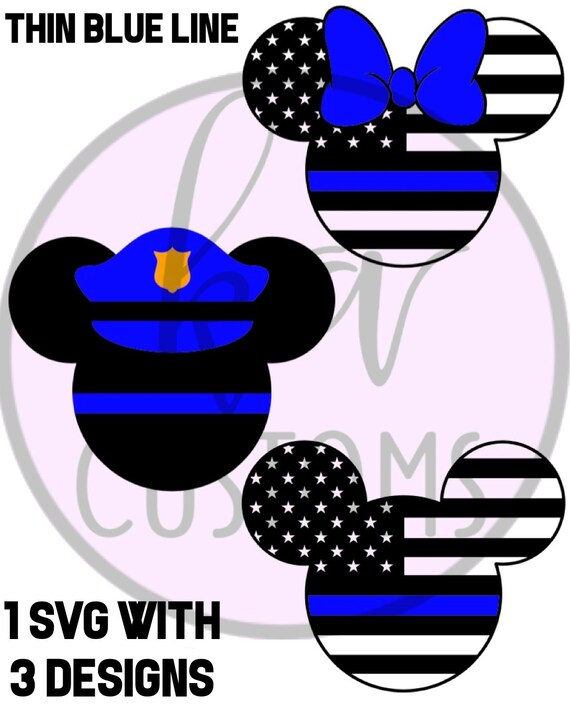 Thin Blue Line Svg Mickey Mouse Police Svg Back The Blue Etsy