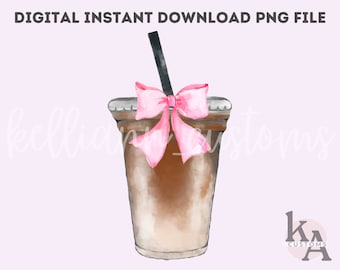 Iced Coffee Png, Iced Coffee girly png, download digitale di caffè per sublimazione, download digitale di mamma, tossicodipendenti di caffè png, Coquette png