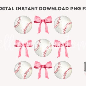 Baseball png, Coquette Bow png, Soft Girl Era png, Pink Bow, Aesthetic Png, Watercolor Girlie Png, png, Social Club png, baseball babe png