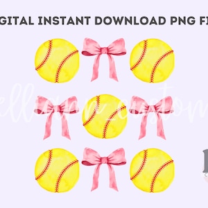 Softball png, Coquette Bow png, Soft Girl Era png, Pink Bow, Aesthetic Png, Watercolor Girlie Png, png, Social Club png, softball babe png