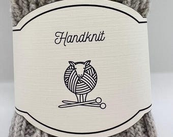 Handknit Knitting Label: Sheep With Yarn And Needles Wrap Label (Instant Download PDF)