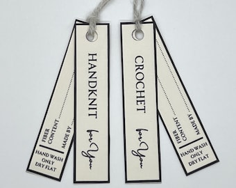 Printable Handknit, Crochet Tags: Skinny Garment Care Labels. Set of 2 (PDF Download)