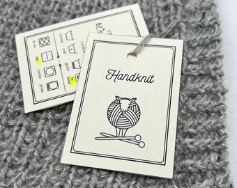Printable Knitting Labels: Handknit Garment Care Tags, Sheep With Needles (PDF Download)