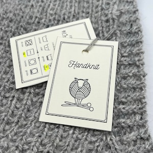 Handknit, Knitting Tags, Yarn, Sheep With Needles, Printable Knitting Labels, Care Tag, Knitwear Wash Instructions, Instant Download PDF.
