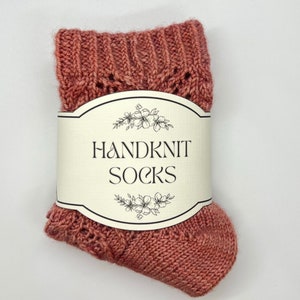 Hand Knit Socks Label, Printable Knitting Tags, Wrap Labels, Wash Care Instruction, Instant Download PDF.