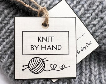 Printable Knitting Square Tags: Yarn With Hearts Care Tag (PDF)