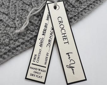 Printable Crochet Labels: Crochet For You. Skinny Garment Care Tags (PDF Download)