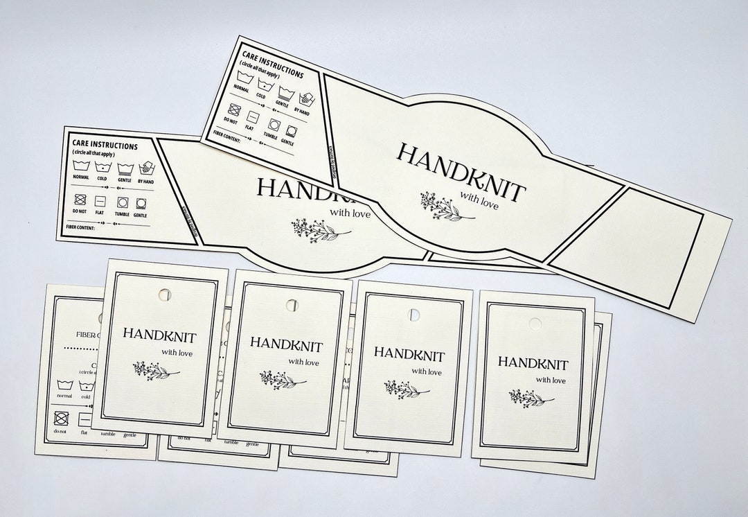 Printable Knitting Labels: Handknit With Love Wrap & Care Tags (PDF) - Etsy