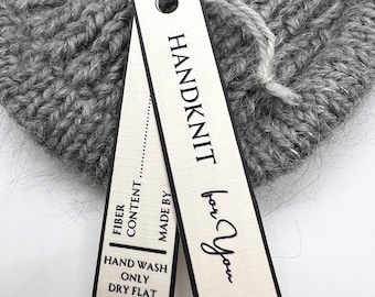 Printable Knitting Labels: Handknit For You. Skinny Garment Care Tags (PDF Download)