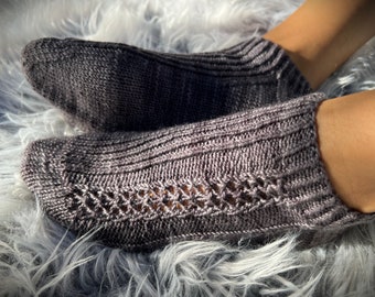 Handknit Kai Ankle Socks, Home socks, size 6,5- 7. Gift for Her