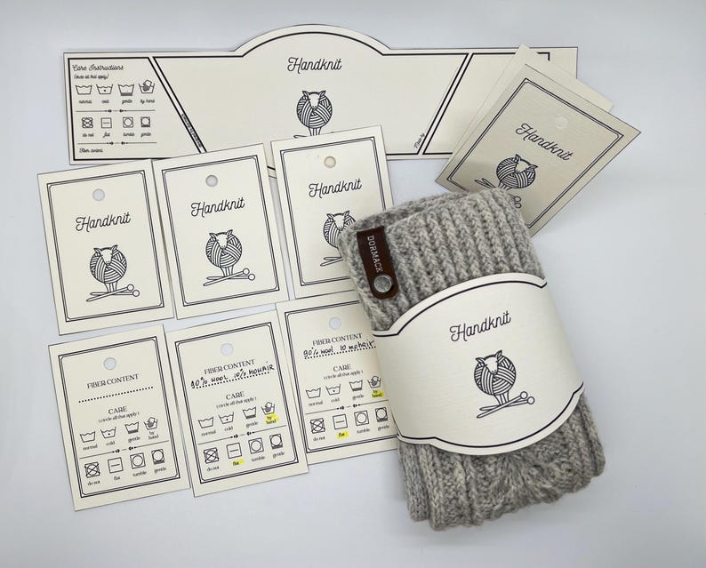 Sheep With Labels Printable Knitting Labels: Handknit Garment Care Tags, Sheep With ...