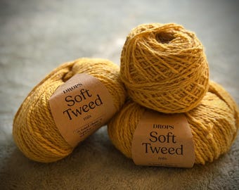 DROPS Soft Tweed Yarn, Wool Alpaca Mix, Color 13 Lemon Pie