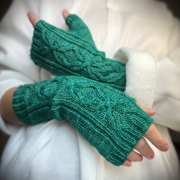 Knitting pattern, Titi Mitts, Fingerless gloves, Instant Download Pdf, Cable Mittens, Long Hand Warmers