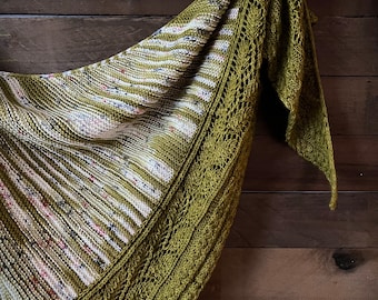 Mary Lou Shawl Knitting Pattern: Leaves Lace Wrap (PDF Pattern)