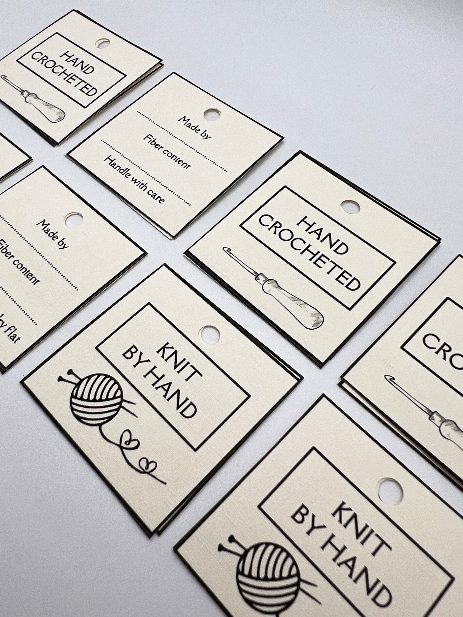 Hand Crocheted, Square Tags, Crochet Hook, Printable Crochet Labels ...