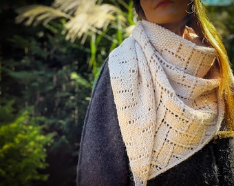 Hand Knitted Alpaca Wool Shawl: Oversized Lace Wrap, Natural Fibers Only
