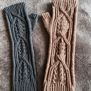 Knitting pattern for fingerless gloves, Flinck Mittens, Instant Download Pdf, Cable Mitts, Long Hand Warmers image 9