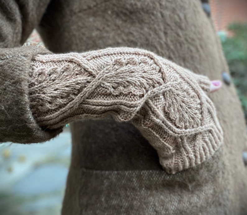 Knitting pattern for fingerless gloves, Flinck Mittens, Instant Download Pdf, Cable Mitts, Long Hand Warmers image 1