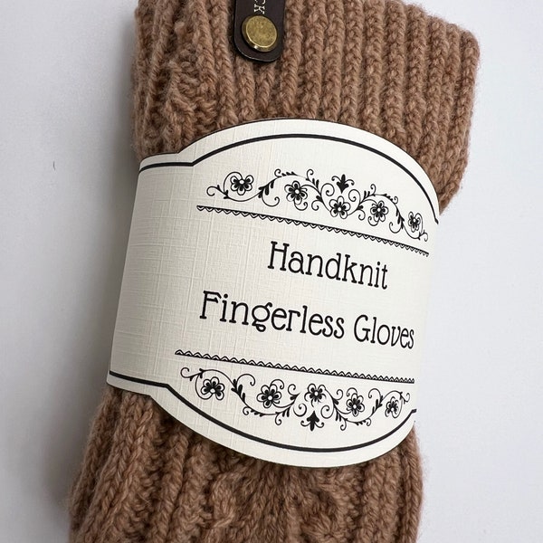 Handknit Fingerless Gloves, Wrap Label, Printable Knitting Labels, Wash Care Knit Tags, Gift Tag, Instant Download PDF.