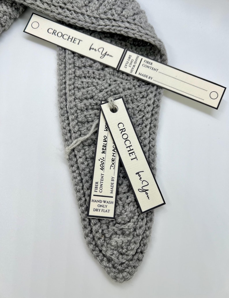 Printable Crochet Labels: Crochet for You. Skinny Garment Care Tags ...