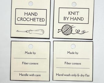Handmade Knit & Crochet Care Tags: Set of 2 PDFs (Square)