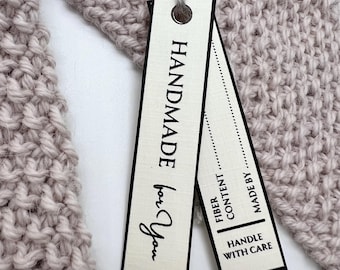 Printable Labels: Handmade For You. Skinny Garment Care Tags (PDF Download)