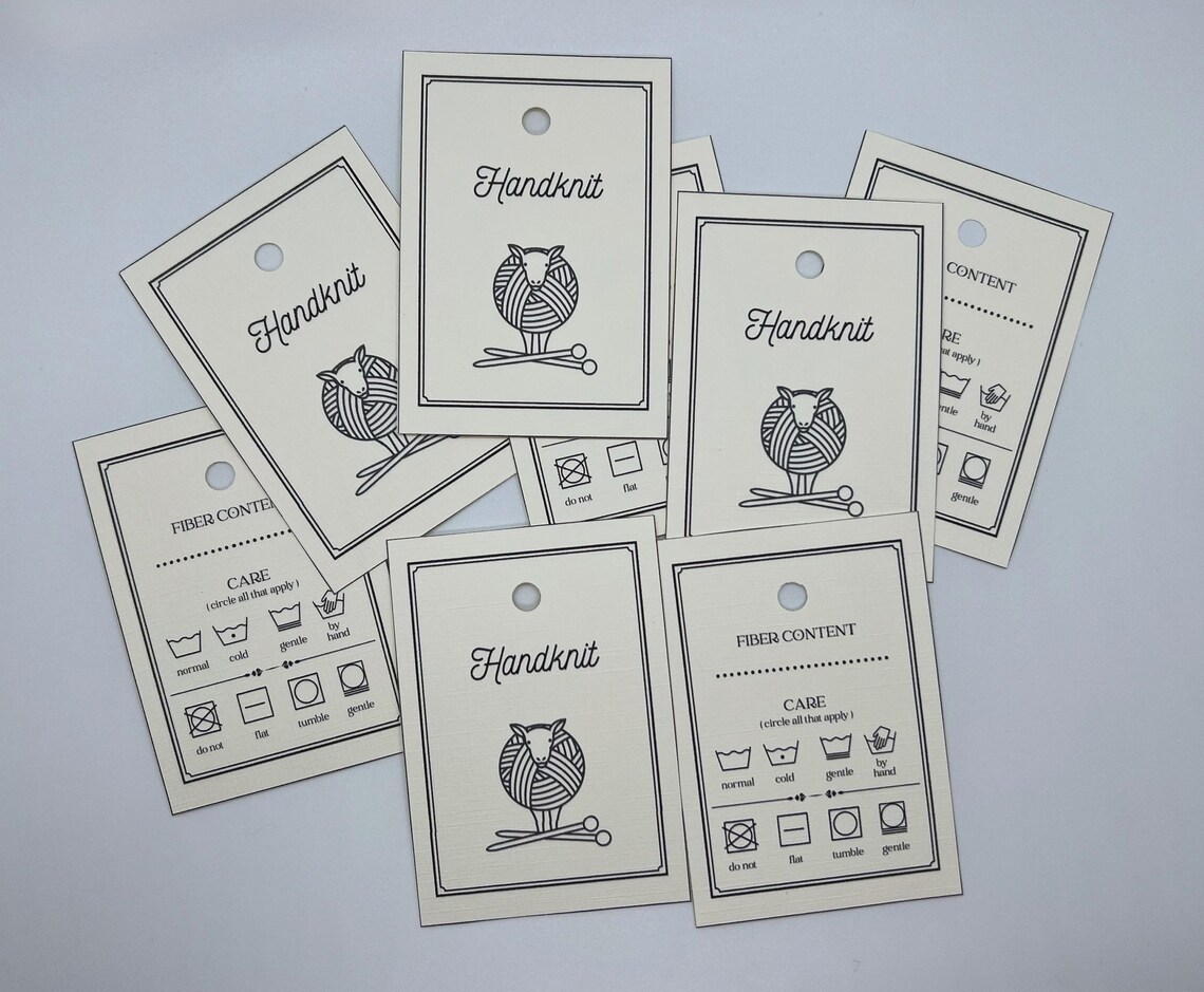 Printable Knitting Labels: Handknit Garment Care Tags, Sheep With ...