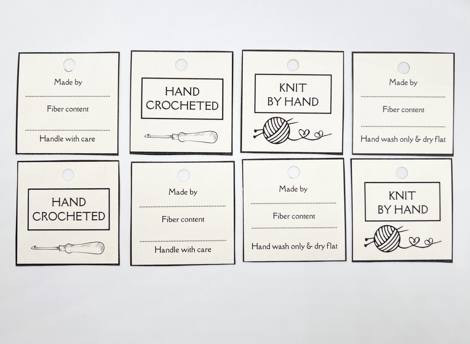 Hand Crocheted, Square Tags, Crochet Hook, Printable Crochet Labels ...
