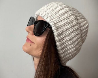 Hand knitted, Lima Hat,The highest Quality Alpaca, Wool beanie, Ribbed Winter Hat, Unisex gift.