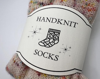 Handknit Socks, Printable Knitting Label, Wash Care Instruction, Knits Gift Packing, Instant Download PDF.