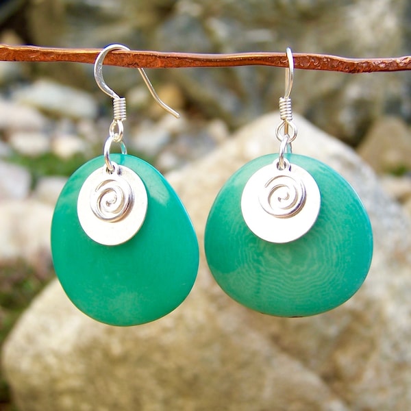 Tagua Earrings, Tagua Nut Earrings Vegan Earrings, Vegetable Ivory Earrings, Tropical Earrings