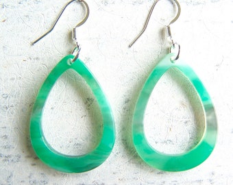 Acetate Earrings, Tortoise Shell Earrings, Vegan Cellulose Earrings, Open Teardrop Earrings, Tropical Colors