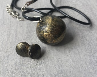 Galaxy Ohrringe + Anhänger | Industrieller MOND Schmuck | BETON-Set | Minimalistisches Ball Geschenk | Architekten Schmuck | Geschenk für Sie | Geschenk für Ihn