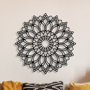 Lotus Flower Mandala Metal Wall Art, 3D Wall Sign, Lotus Flower Wall Art, Large Living Room Wall Art, Yoga Studio Hanging Decor, Spiritual