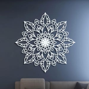 Mandala Metal Wall Art, Boho Meditation Room Decor, Yoga Studio Snowflake Sign, Mindful Living Home Zen Design, Geometric Hanging Accent