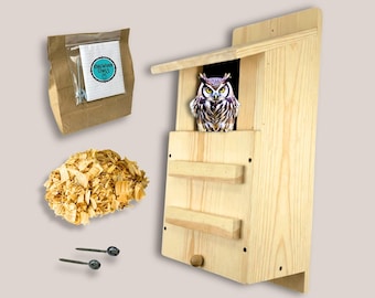 DIY Paintable Premium Owl House Natural Wood Custom Screech Owl Nesting Box Kit
