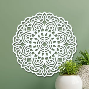 Mandala Metal Wall Art, Boho Meditation Room Decor, Yoga Studio Lotus Flower Sign, Mindful Living Home Zen Design, Geometric Hanging Accent